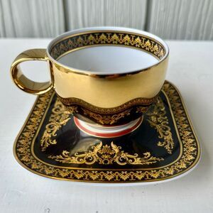RARE Versace x Rosenthal Medusa Cup & Saucer Baroque Gold Porcelain EUC